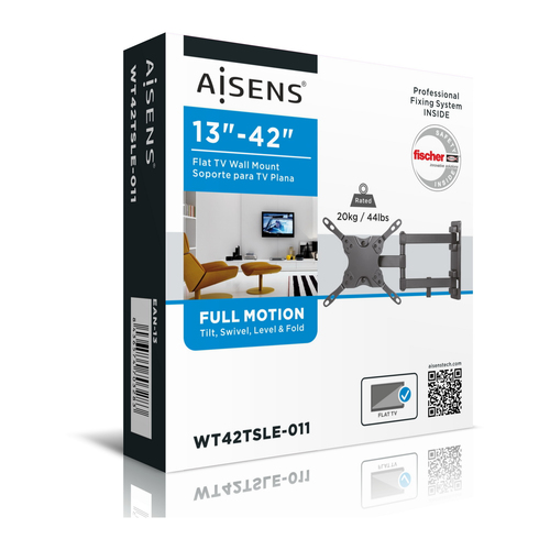 AISENS - SOPORTE ECO GIRATORIO, INCLINABLE Y NIVELABLE PARA MONITOR/TV 20KG (3 PIVOTES) DE 13-42, NE