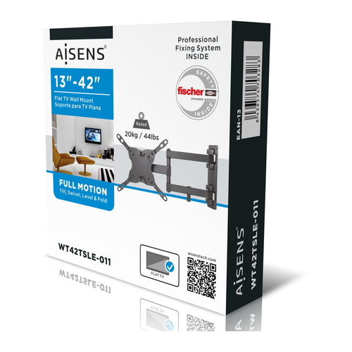 AISENS - SOPORTE ECO GIRATORIO, INCLINABLE Y NIVELABLE PARA MONITOR/TV 20KG (3 PIVOTES) DE 13-42, NE