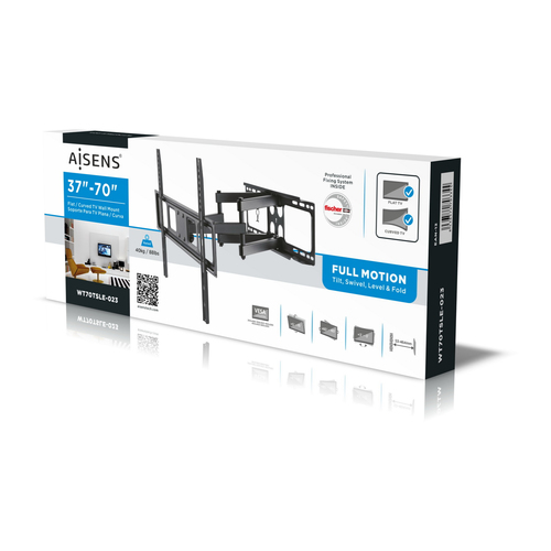 AISENS - SOPORTE ECO GIRATORIO, INCLINABLE Y NIVELABLE PARA MONITOR/TV 40KG DE 37-70, NEGRO