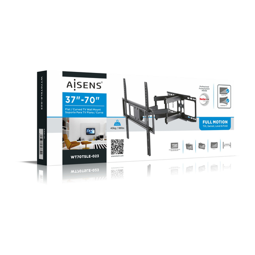 AISENS - SOPORTE ECO GIRATORIO, INCLINABLE Y NIVELABLE PARA MONITOR/TV 40KG DE 37-70, NEGRO