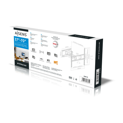 AISENS - SOPORTE ECO GIRATORIO, INCLINABLE Y NIVELABLE PARA MONITOR/TV 40KG DE 37-70, NEGRO