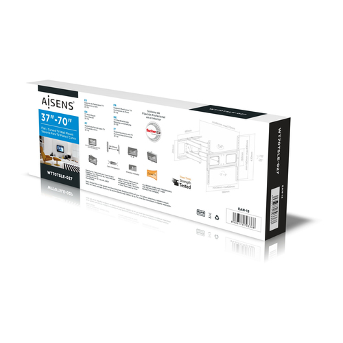 AISENS - SOPORTE PRO GIRATORIO, INCLINABLE Y NIVELABLE PARA MONITOR/TV 50KG DE 37-70, NEGRO