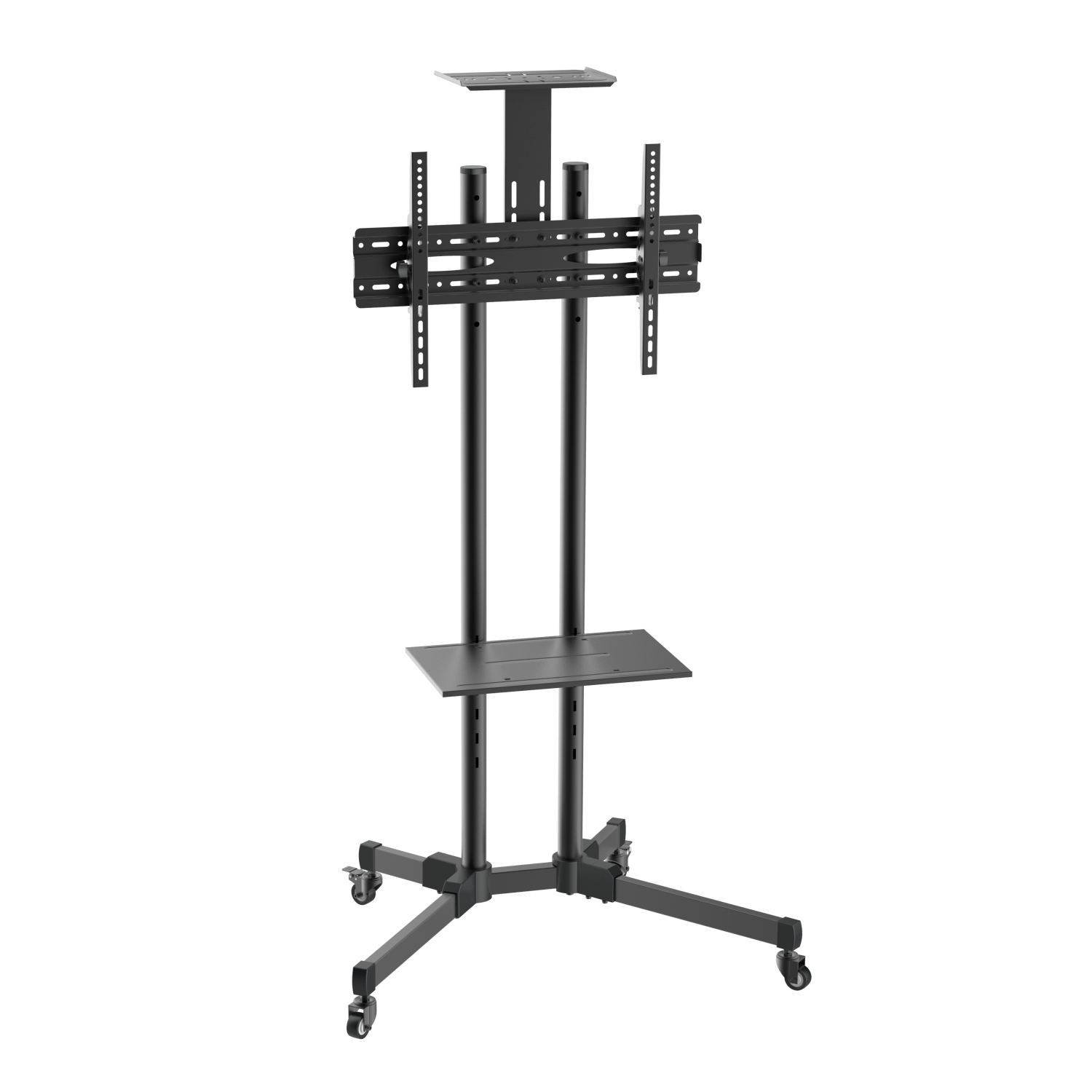 AISENS - SOPORTE DE SUELO ECO CON RUEDA, BANDEJA PARA DVD Y SOPORTE DE CaMARA PARA MONITOR/TV 50KG D