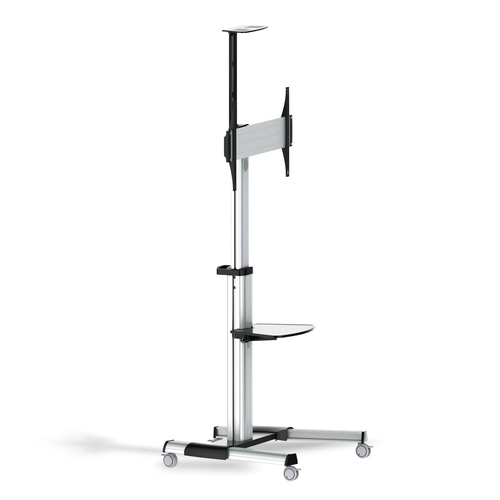 AISENS - SOPORTE DE SUELO PRO CON RUEDA, BANDEJA PARA DVD Y SOPORTE DE CaMARA PARA MONITOR/TV 50KG D