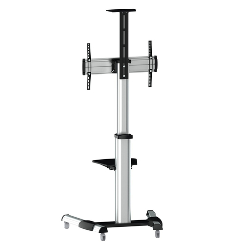 AISENS - SOPORTE DE SUELO PRO CON RUEDA, BANDEJA PARA DVD Y SOPORTE DE CaMARA PARA MONITOR/TV 50KG D