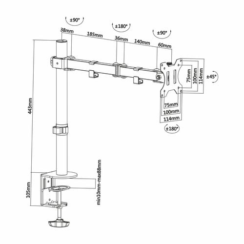 AISENS - SOPORTE DE MESA ECO GIRATORIO E INCLINABLE PARA MONITOR/TV 8KG (3 PIVOTES, 1 BRAZO) DE 13-32"