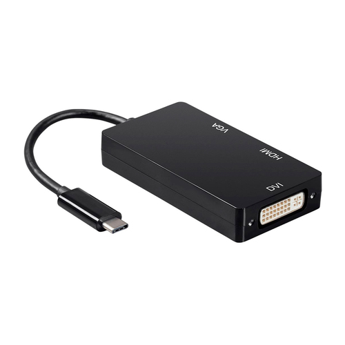 AISENS - CONVERSOR USB-C A DVI/HDMI/VGA, USB-C/M-DVI/H-HDMI/H-VGA/H, NEGRO, 15CM
