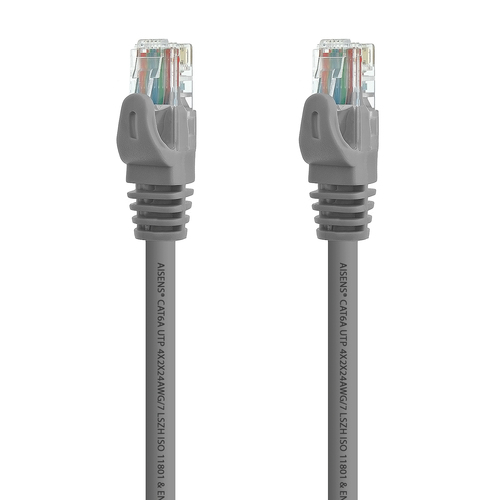 AISENS - CABLE DE RED LATIGUILLO RJ45 LSZH CAT.6A 500 MHZ UTP AWG24, GRIS, 2.0M