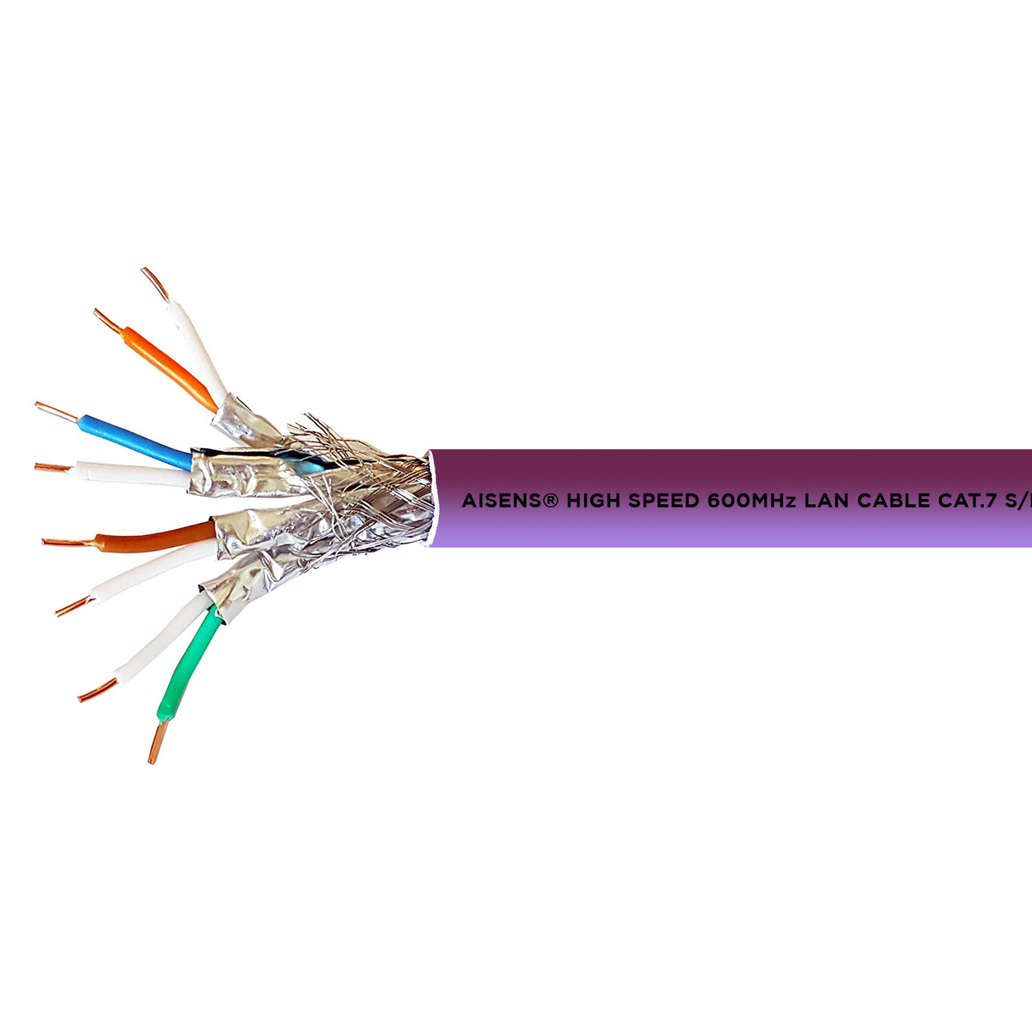 AISENS -BOBINA CABLE DE RED RJ45 LSZH CPR ECA CAT.7 600 MHZ S/FTP AWG23, VIOLETA, 305M