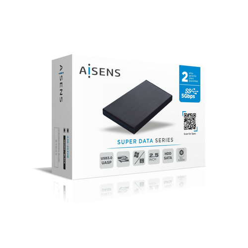 AISENS Caja Disco Externa 2,5 ASE-2530B 9.5MM SATA A USB 3.0/USB3.1 GEN1,NEGRA