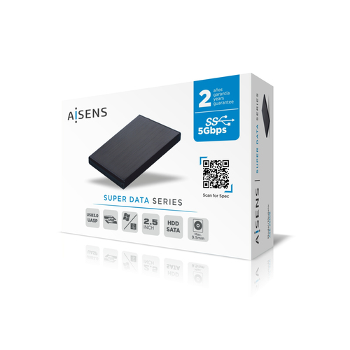 AISENS Caja Disco Externa 2,5 ASE-2530B 9.5MM SATA A USB 3.0/USB3.1 GEN1,NEGRA