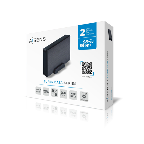 AISENS - Caja Disco Externa 3,5 ASE-3530B SATA A USB 3.0/USB3.1 GEN1, NEGRA