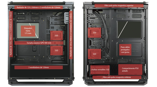 Talius caja Atx gaming Cygnus cristal templado 4fan USB 3.0