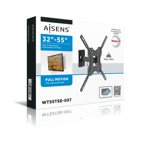 AISENS SOPORTE ECO GIRATORIO, INCLINABLE PARA MONITOR/TV 30KG (2 PIVOTES) DE 32-55, NEGRO