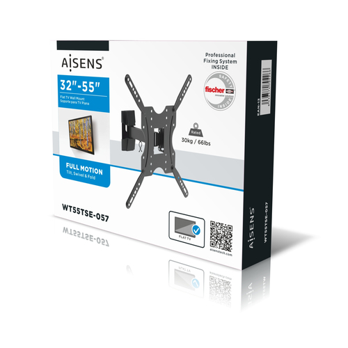 AISENS SOPORTE ECO GIRATORIO, INCLINABLE PARA MONITOR/TV 30KG (2 PIVOTES) DE 32-55, NEGRO