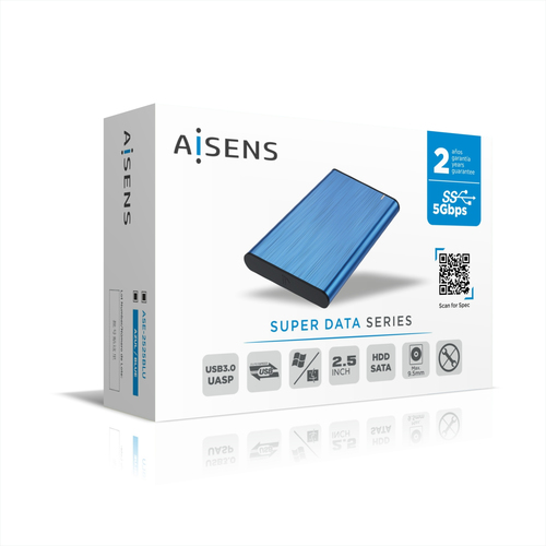 Aisens CAJA EXTERNA 2,5" ASE-2525B 9.5MM SATA A USB 3.0/USB3.1 GEN1, AZUL