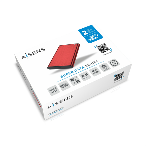 Aisens CAJA EXTERNA 2,5" ASE-2525B 9.5MM SATA A USB 3.0/USB3.1 GEN1, ROJO