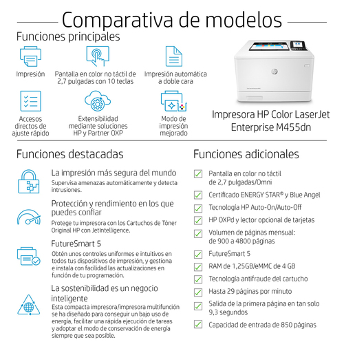 HP impresora laser color laserJet Enterprise M455dn