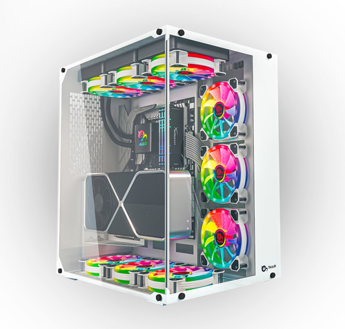 Talius caja Atx gaming Cronos Frost Blanca RGB cristal templado USB 3.0 (Incluye 3 ventiladores)