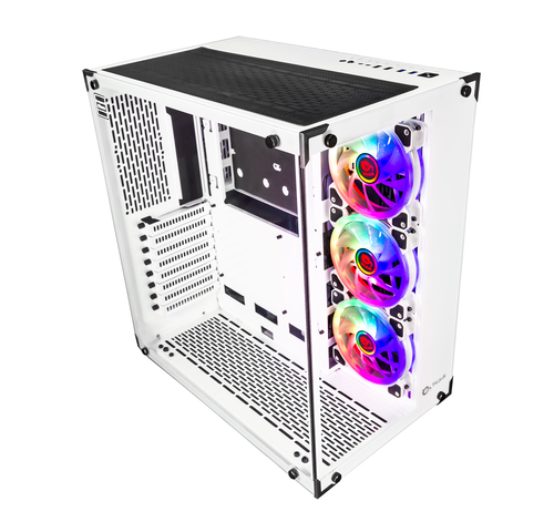 Talius caja Atx gaming Cronos Frost Blanca RGB cristal templado USB 3.0 (Incluye 3 ventiladores)