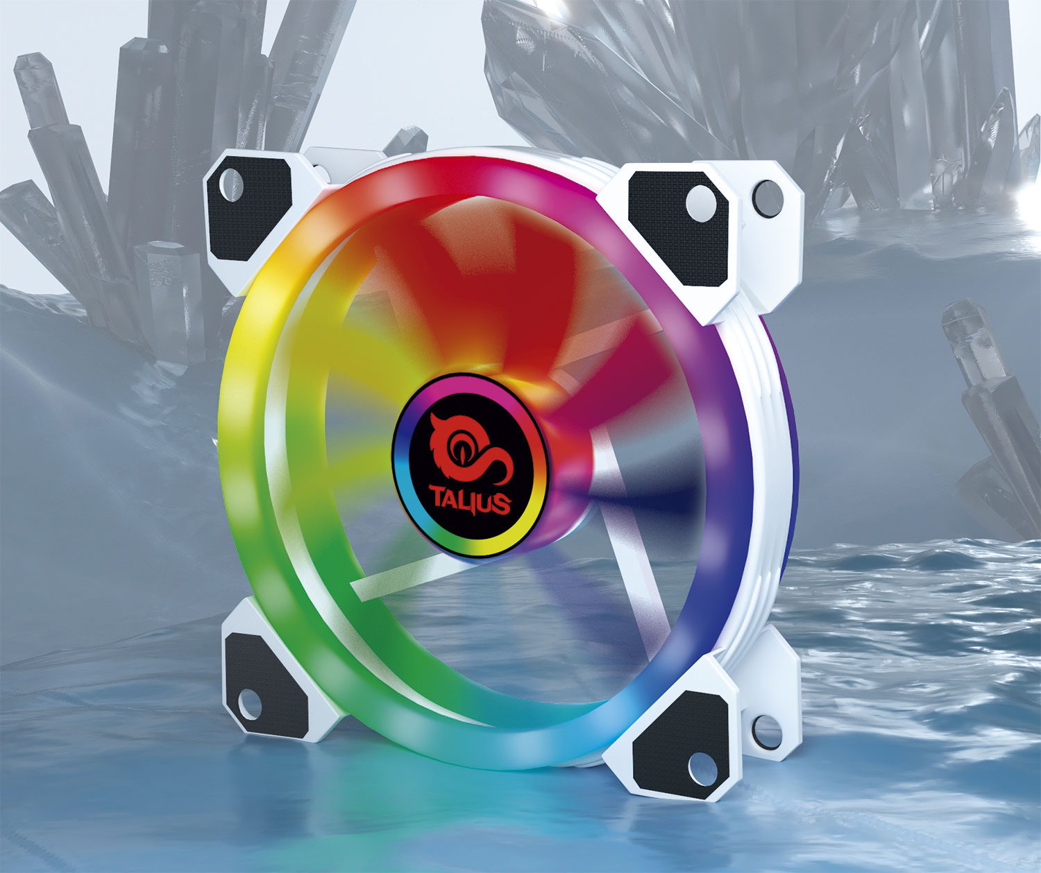 Talius ventilador caja RGB Iris/Cronos Spectrum 16Led 12cm Blanco Retail