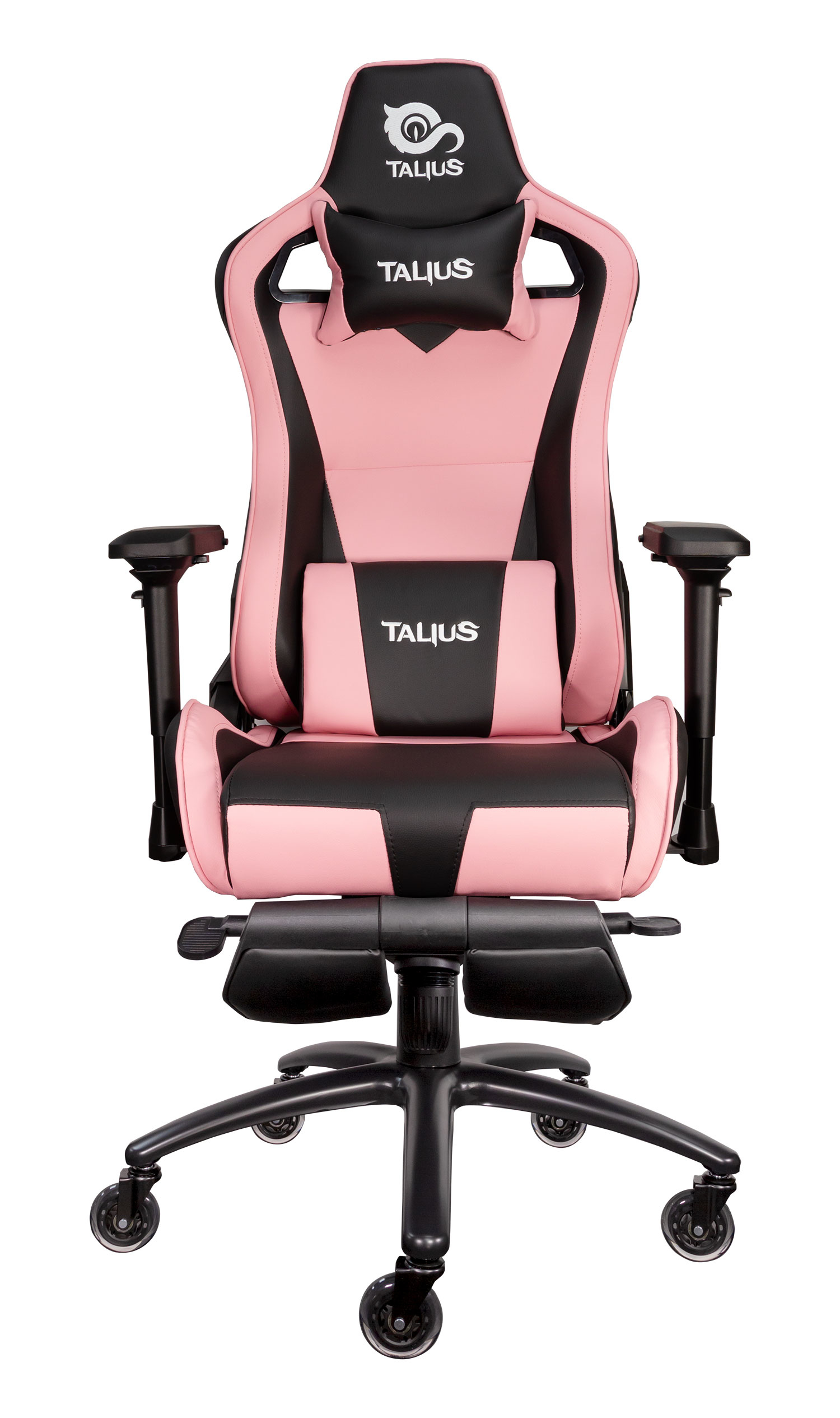 Talius silla Caiman V2 gaming negra/rosa reposapies, 4D, Frog, base metal, ruedas 75mm silicona, gas