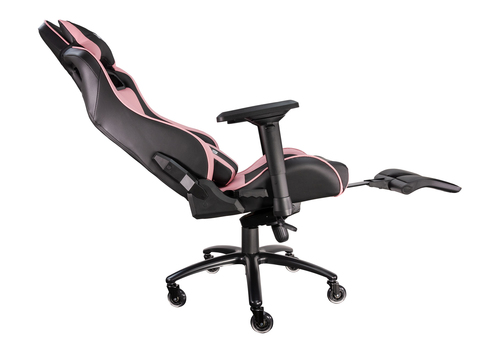 Talius silla Caiman V2 gaming negra/rosa reposapies, 4D, Frog, base metal, ruedas 75mm silicona, gas