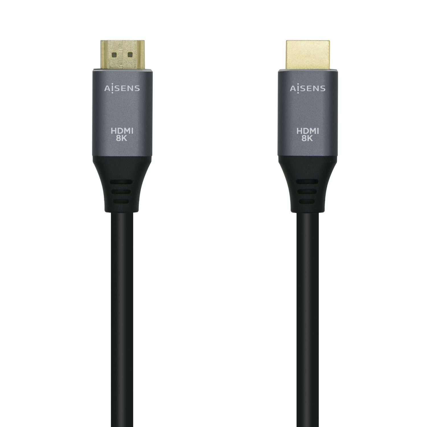 AISENS - CABLE HDMI V2.1 ULTRA ALTA VELOCIDAD / HEC 8K@60HZ 48GBPS, A/M-A/M, GRIS/NEGRO, 2.0M