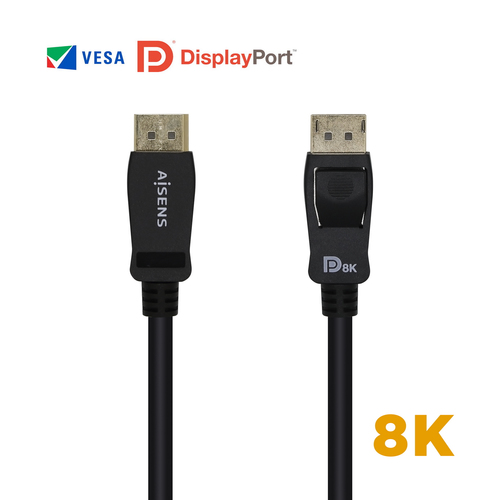 AISENS - CABLE DISPLAYPORT CERTIFICADO V1.4 8K@60HZ, DP/M-DP/M, NEGRO, 1.0M