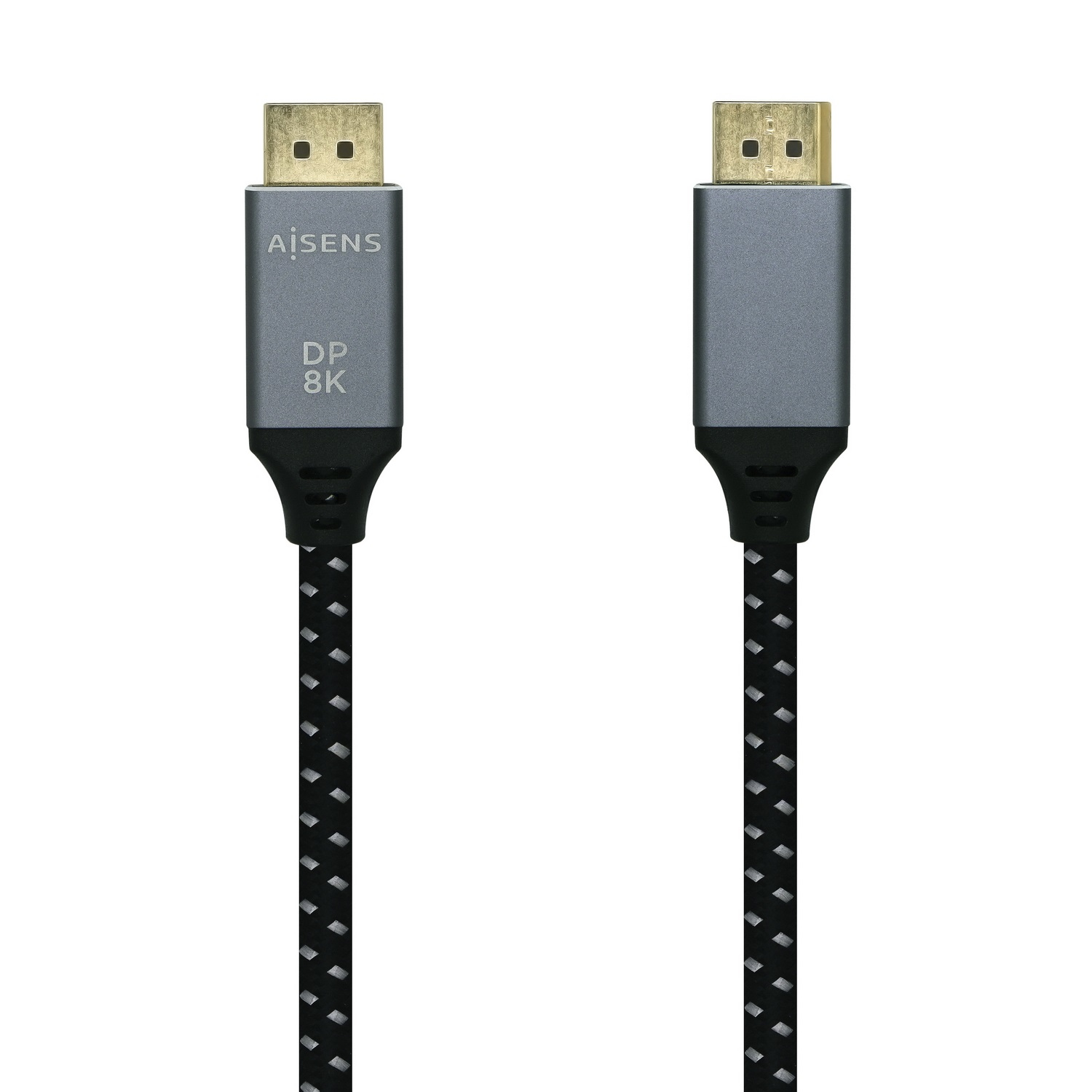 AISENS - CABLE DISPLAYPORT V1.4 8K@60HZ, DP/M-DP/M, GRIS/NEGRO, 1.0M
