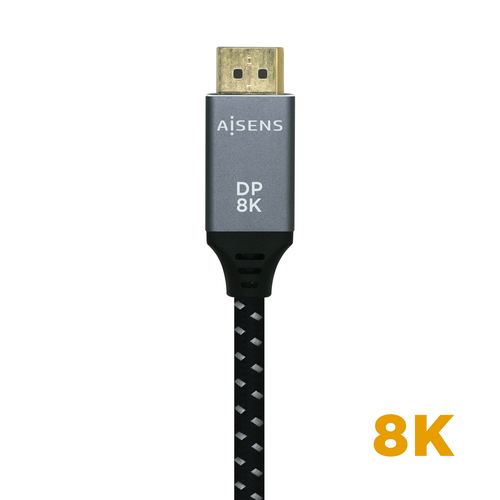 AISENS - CABLE DISPLAYPORT V1.4 8K@60HZ, DP/M-DP/M, GRIS/NEGRO, 1.5M