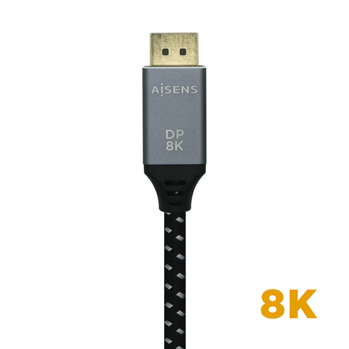 AISENS - CABLE DISPLAYPORT V1.4 8K@60HZ, DP/M-DP/M, GRIS/NEGRO, 1.5M