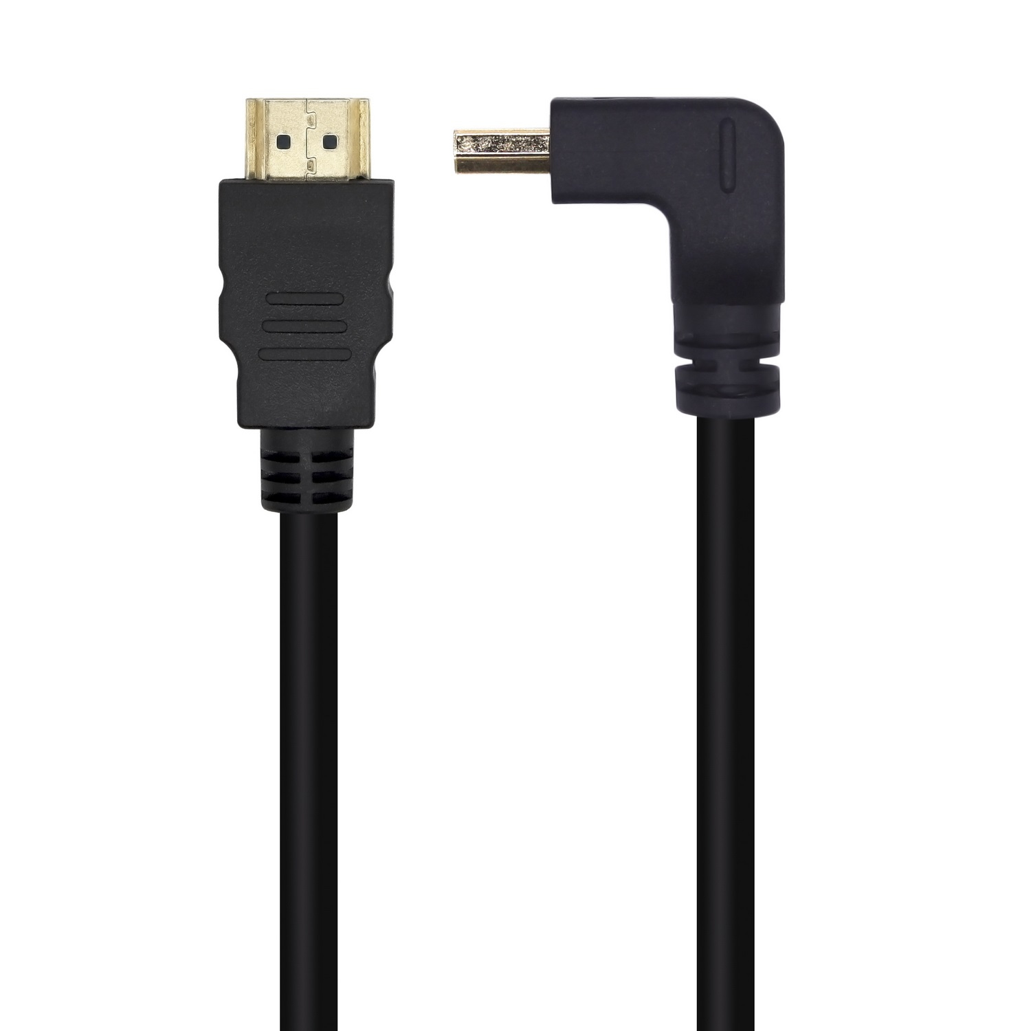 AISENS - CABLE HDMI V2.0 ACODADO PREMIUM ALTA VELOCIDAD / HEC 4K@60HZ 18GBPS, A/M-A/M, NEGRO, 2.0M