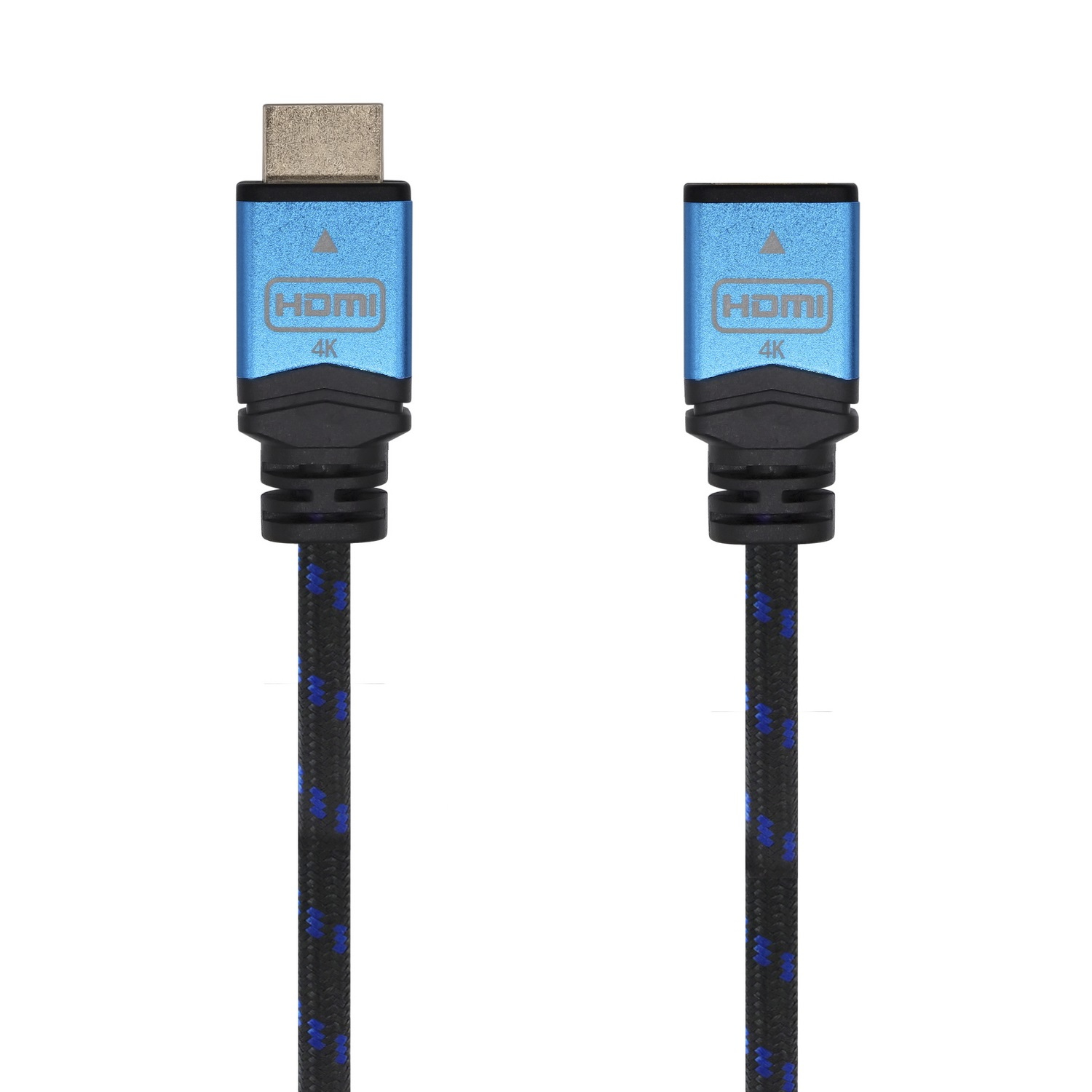 AISENS - CABLE HDMI V2.0 PROLONGADOR PREMIUM ALTA VELOCIDAD / HEC 4K@60HZ 18GBPS, A/M-A/H, NEGRO/AZU