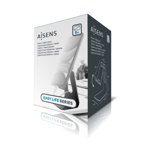 AISENS - SOPORTE DE SOBREMESA TAMANO M AJUSTABLE (1 PIVOTE) PARA MOVIL / TABLET, PLATA