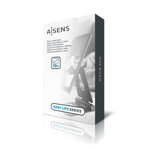 AISENS - SOPORTE DE SOBREMESA TAMAÑO XL AJUSTABLE (2 PIVOTES) PARA MOVIL / TABLET, NEGRO