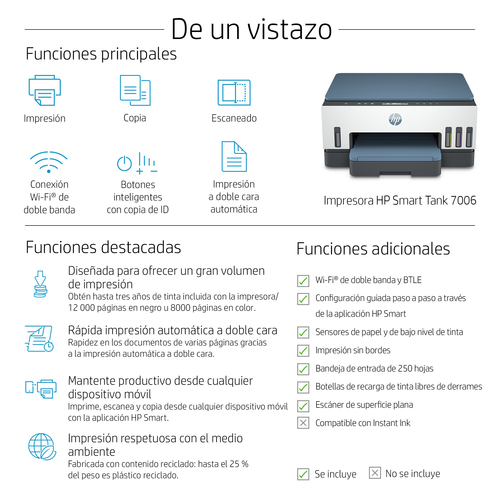 HP multifuncion inkjet Smart Tank 7006
