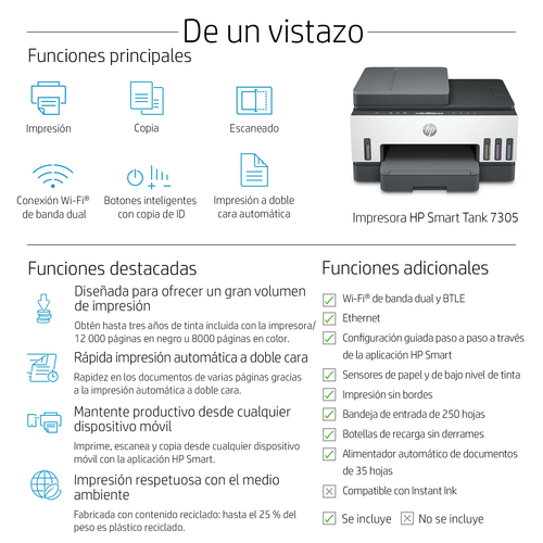 HP multifuncion inkjet Smart Tank 7305