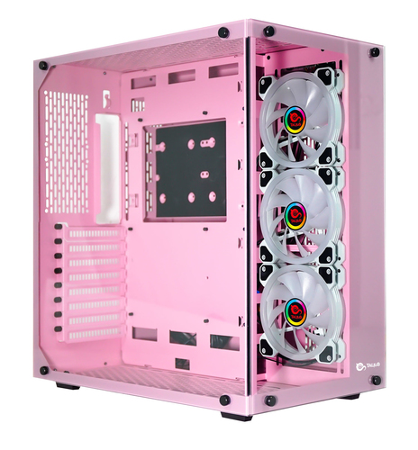 Talius caja Atx gaming Cronos Orchid RGB cristal templado USB 3.0 (Incluye 3 ventiladores)