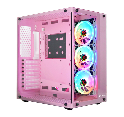 Talius caja Atx gaming Cronos Orchid RGB cristal templado USB 3.0 (Incluye 3 ventiladores)