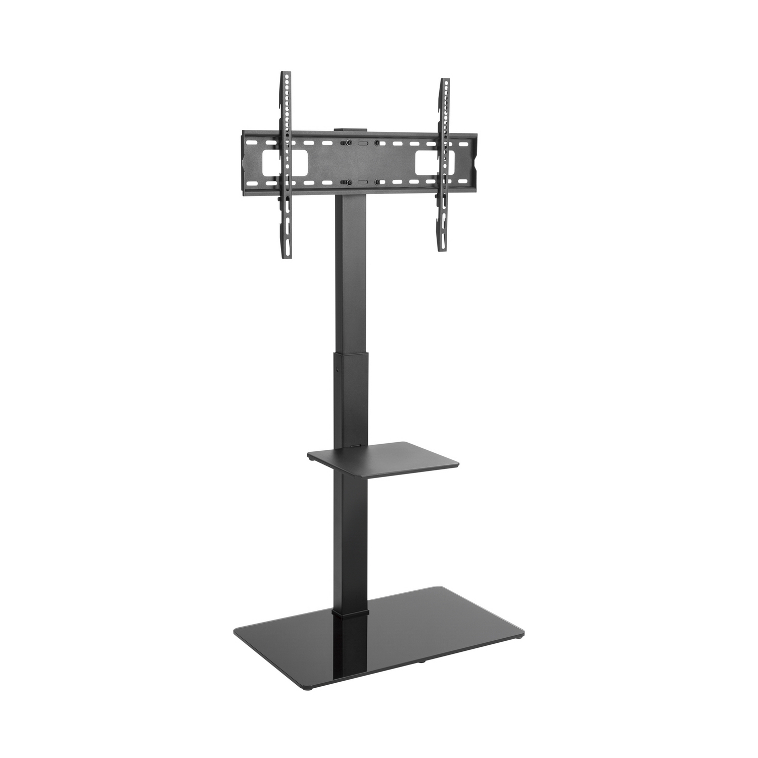 AISENS - SOPORTE DE SUELO ECO CON BANDEJA DVD PARA MONITOR/TV 40KG DE 37-70, NEGRO