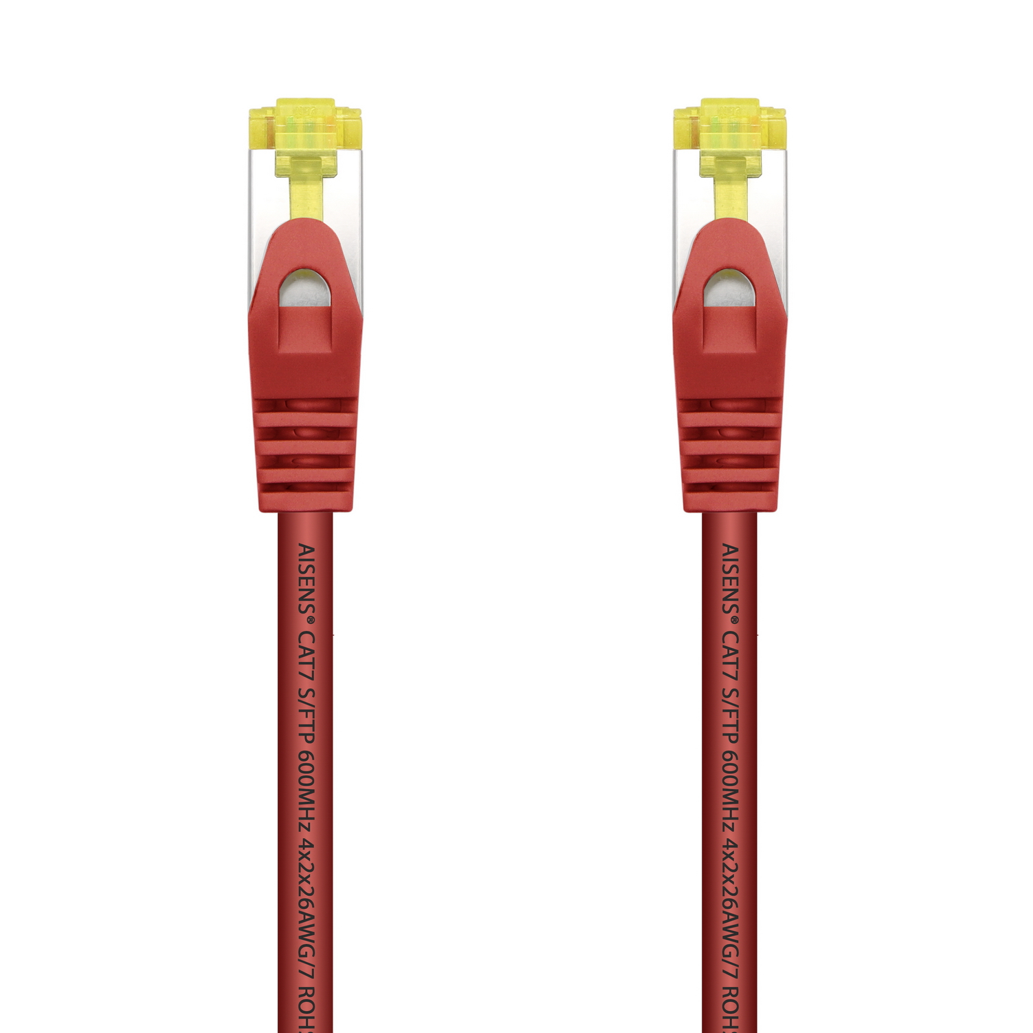 AISENS - CABLE DE RED LATIGUILLO RJ45 LSZH CAT.7 600 MHZ S/FTP PIMF AWG26, ROJO, 0.5M