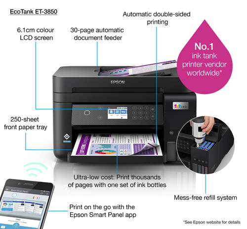 EPSON Multifuncional inkjet A4 EcoTank ET-3850