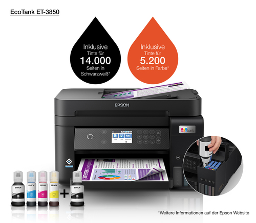 EPSON Multifuncional inkjet A4 EcoTank ET-3850