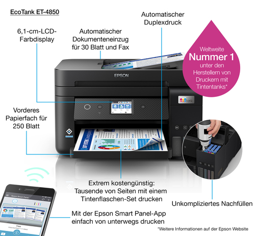 EPSON Multifuncional inkjet A4 EcoTank ET-4850