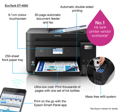 EPSON Multifuncional inkjet A4 EcoTank ET-4850