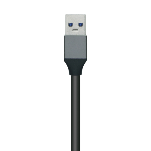 AISENS HUB USB 3.0 Aluminio, TIPO A/M-4XTIPO A/H, NEGRO, 30cm