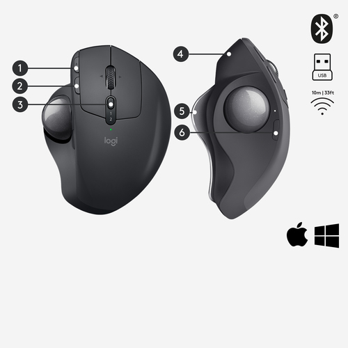 LOGITECH RATON MX ERGO OPTICO WIRELESS INALAMBRICO GRAFITO