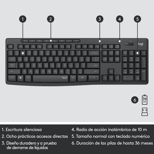 LOGITECH TECLADO + MOUSE MK295 SILENT NEGRO WIRELES INALAMBRICO