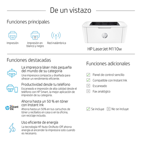 HP Impresora Laser monocromo LaserJet M110w